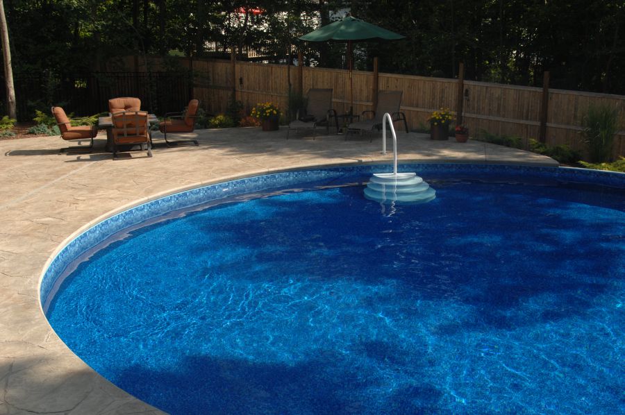 Above ground pool project showing deck relationship and usable circulation